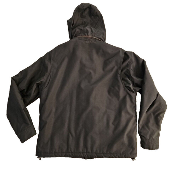 Chaps Heavy Coat Men's XL Navy Full Zip Stow-Away Hoodie Fleece Lined Drawstring - Picture 2 of 16